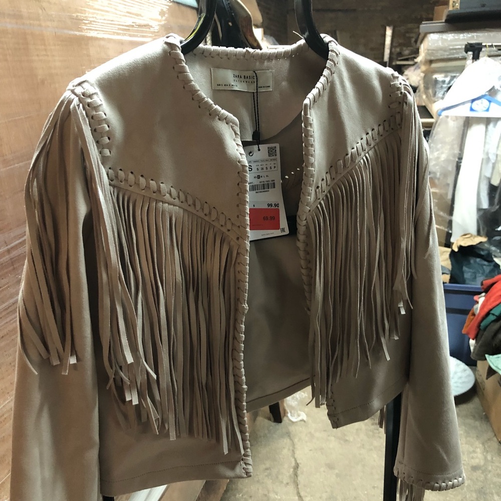 Zara suede fringe coat -